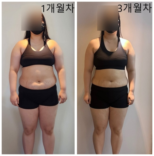 의정부 양주 옥정 다이어트센터 메이드라인 회원 1개월차 3개월차 상체 라인 변화